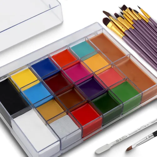 Miniatura 2 de SOVONCARE Kit profesional de pintura facial a base de aceite, juego de maquillaje de Halloween de 20 colores, kit de pintura facial profesional