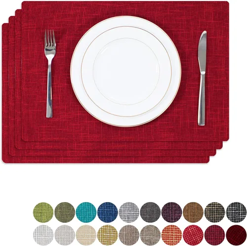 Miniatura 38 de Kevin Textile - Juego de 4 manteles individuales resistentes al calor, lavables, para fiestas, bufé, cenas, 13 x 19 pulgadas, color negro
