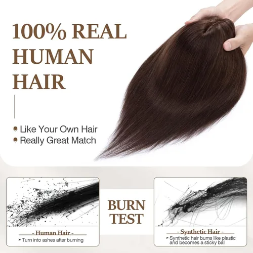 Miniatura 22 de Rich Choices Pelucas con topper de cabello para mujeres, cabello humano real 100% Remy, sin flequillo, para mujeres con adelgazamiento en la parte