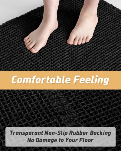 Miniatura 4 de AMOAMI Tapete de baño mejorado con diseño de gofre, súper absorbente, antideslizante, para suelo de baño, lavable a máquina, con borlas, tapetes