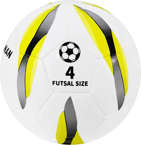 Miniatura 2 de Futsal Ball Size 4 for Youth and Adult Training Low Bounce, Indoor Soccer Ball, TPU Cover, Reinforced Stitching, Reduced Rebound Blanco/Amarillo