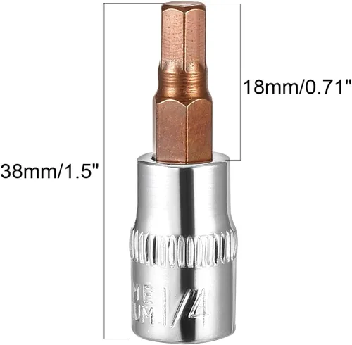 Miniatura 4 de uxcell Juego de 2 llaves hexagonales de 1/4 pulgadas x H5 (0.197 in), puntas de acero S2 CR-V de 1.5 pulgadas de longitud, uso con llave