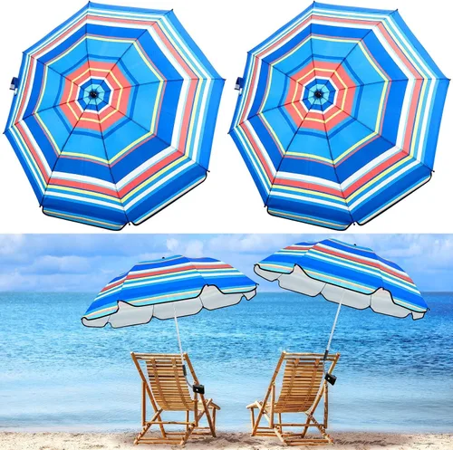 Miniatura 15 de Buryeah Paraguas automático para silla con abrazadera universal de 44 pulgadas, UPF 50+, abrazadera portátil en silla de playa, sombrilla ajustable