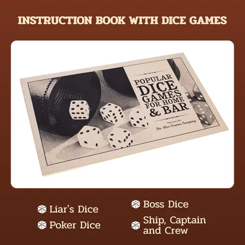 Miniatura 4 de Alex Cramer Golden Gate - Juego de 5 dados blancos, bolsa con cordón y juegos de libro de dados (dados de mentiroso) incluidos, taza de dados