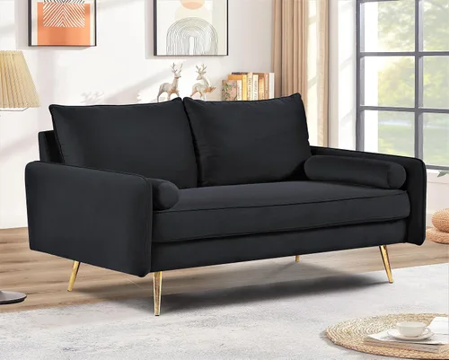 Miniatura 7 de Container Furniture Direct Kent - Sofá biplaza moderno, estilo europeo, de terciopelo, con patas cónicas, estilo vintage y diseño elegante, sofá