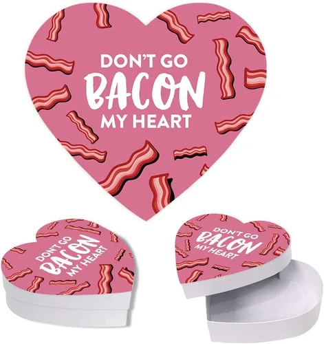 Miniatura 22 de Andaz Press Caja en forma de corazón para el día de San Valentín con tapa, divertida caja reutilizable en forma de corazón para tocino, caja de Bacon