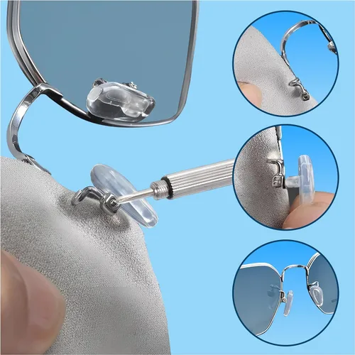 Miniatura 4 de MMOBIEL Almohadillas de nariz para anteojos [27 pares] Almohadillas de nariz de silicona suave para anteojos – Kit de herramientas de reparación