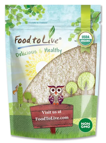 Arroz blanco orgánico de grano largo, 1 libra, sin OMG, vegano, kosher, a granel. Fácil de cocinar. Se mantiene separado y esponjoso. Bajo en grasa.