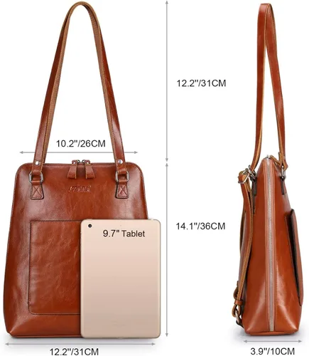 Miniatura 4 de S-ZONE Mochila de cuero para mujer, bolso de hombro casual, mochila de moda, L