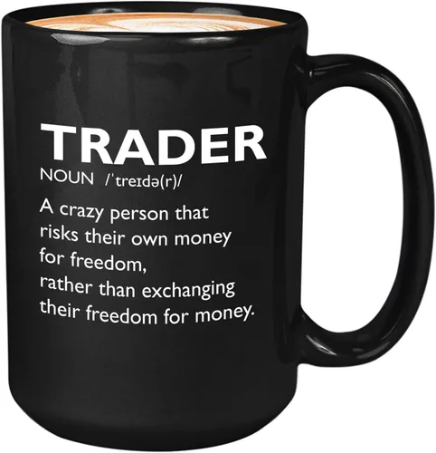 Taza de café del mercado de valores – Definición del comerciante Crazy Person – Day Trader Brokers Asesor financiero Inversor Ahorro de oficina