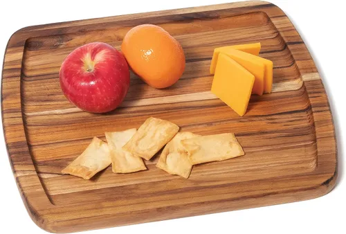 Miniatura 2 de Lipper International Plato para servir con borde de madera de teca, pequeño, 12" x 10" x 3/4