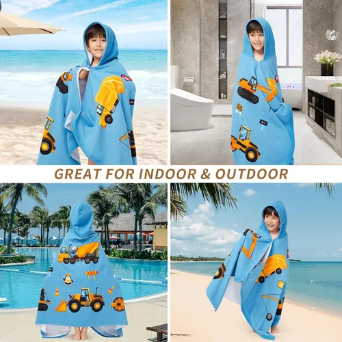 Miniatura 6 de Gealaek Toalla con capucha para niños pequeños de 5 a 12 años, toalla de baño, piscina, playa, extra grande, suave y absorbente, poncho de playa