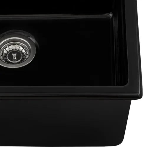 Miniatura 4 de Ruvati RVL2420BK - Fregadero de cocina de montaje inferior/empotrado de arcilla refractaria de 24 pulgadas - negro brillante