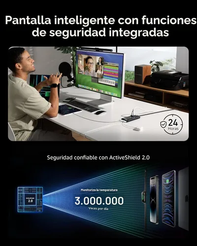 Miniatura 6 de Anker Prime - Estación de carga USB C 6 en 1, regleta de alimentación compacta de 140 W para trabajo y viajes, cable de extensión desmontable de 5
