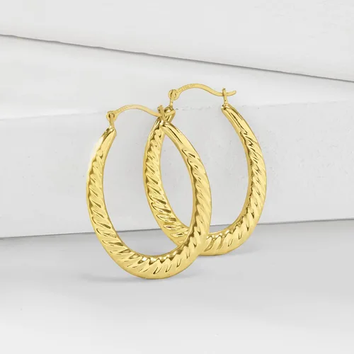 Miniatura 3 de Ross-Simons Aretes de aro ovalados trenzados de oro amarillo de 14 quilates, Oro, no conocido