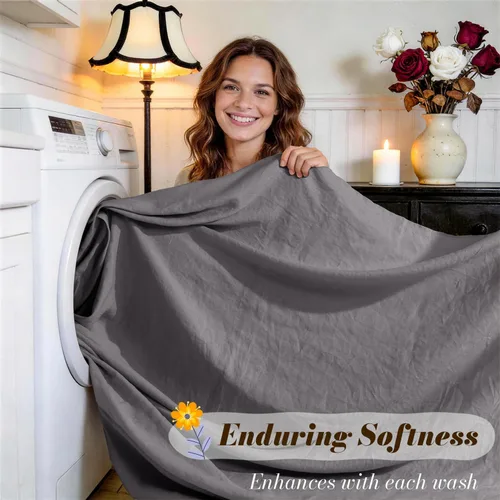 Miniatura 5 de SONORO KATE 100% lino francés puro, sábanas transpirables y duraderas tamaño individual XL, sábanas antidesgarro para cama, lavables a máquina