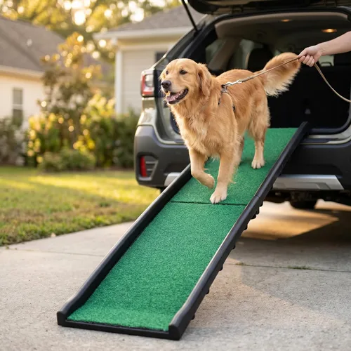 PawStep 50894 - Rampa para mascotas con césped de polietileno, rampa plegable y portátil para perros, para automóviles, SUV y camiones, superficie