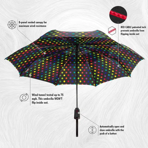 Miniatura 3 de ShedRain Vortex - Paraguas de viaje plegable automático compacto y resistente al viento, con botón para abrir y cerrar, con ventilación para lluvia
