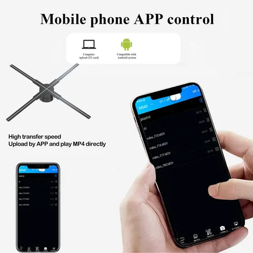 Miniatura 7 de Ventilador holográfico 3D, ventilador holográfico de 18.1 pulgadas con control remoto/Bluetooth/WIFI/700 videoteca, ventilador holográfico