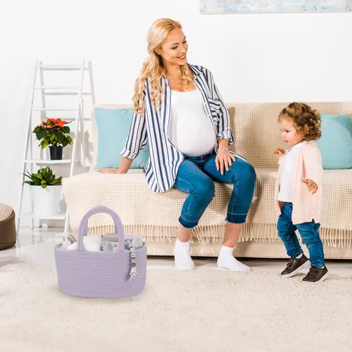 Miniatura 69 de Organizador de pañales para bebé con cuerda de algodón para niña o niño, cesta de almacenamiento portátil para guardería, bolsa de transporte