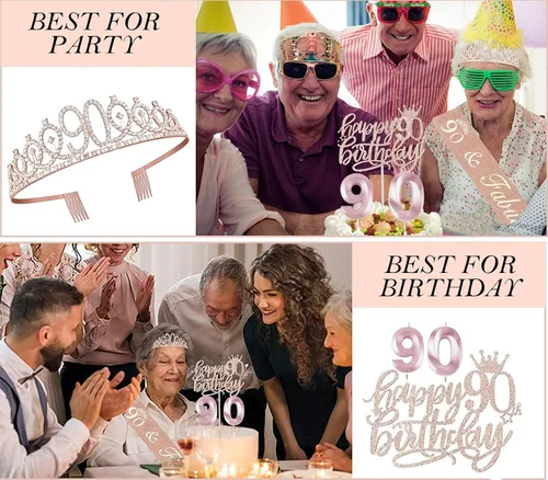 Miniatura 161 de Decoraciones de cumpleaños de 30 años para ella, banda y corona de cumpleaños de 30 años, adorno para pastel de cumpleaños y velas, tarjeta