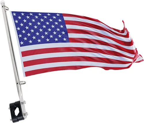 Kit universal de bandera de barco con mástil de bandera de barco, poste de bandera de acero inoxidable, bandera de Estados Unidos con accesorios de