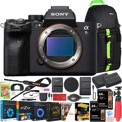 Sony a7s III ILCE-7SM3/B - Cámara digital sin espejo con cuerpo de sensor de fotograma completo de 1.378 in con mochila Deco Gear + batería extra +