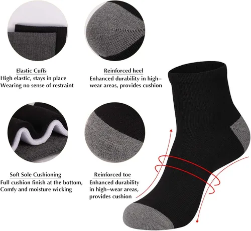Miniatura 2 de COOVAN 12 Pairs Mens Cushion Ankle Socks Men 12 Pack Low Cut Comfort Breathable Casual Socks