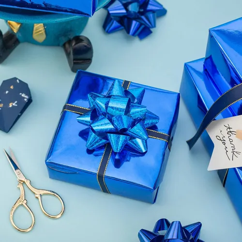 Miniatura 3 de Homeral Rollo de papel de regalo Jumbo de 30 pulgadas x 32.8 pies, color azul rey metálico para Navidad, cumpleaños, vacaciones, boda, baby shower