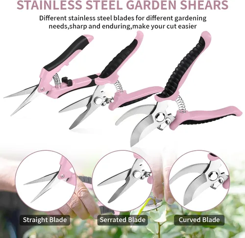 Miniatura 4 de Paquete de 3 tijeras de podar de jardín, tijeras de acero inoxidable, tijeras de jardinería, tijeras de podar para herramientas de jardinería