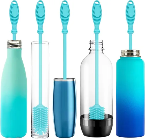 Miniatura 3 de Kitchiny Juego de cepillo de botella de silicona de 12.5 pulgadas y cepillo limpiador de pajitas Limpiador de botellas de agua para Hydro Flasks