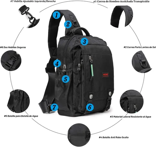 Miniatura 3 de Mochilas de hombro tipo bandolera NICGID, mochilas para pecho y hombro, mochilas para laptop de 12.5'' 13.3'' 14.1'' 15.6'', mochila crossbody tipo