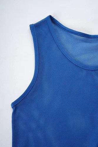 Miniatura 3 de Paquete de 12 chalecos Scrimmage, camisetas de entrenamiento de equipo/pinnies deportivos/camisetas de práctica/baberos de fútbol con bolsa de Azul