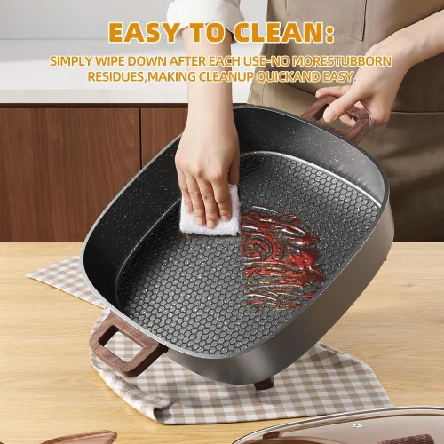 Miniatura 5 de AORAN - Sartén eléctrica de 12 x 12 pulgadas, 1500 W, con 5 herramientas de cocina, plancha antiadherente de 6.5 cuartos de galón, apta