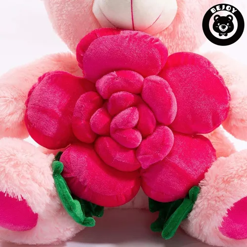 Miniatura 8 de BEJOY Oso de peluche animales de peluche oso de peluche sosteniendo rosa suave peluche regalo 16 pulgadas rosa