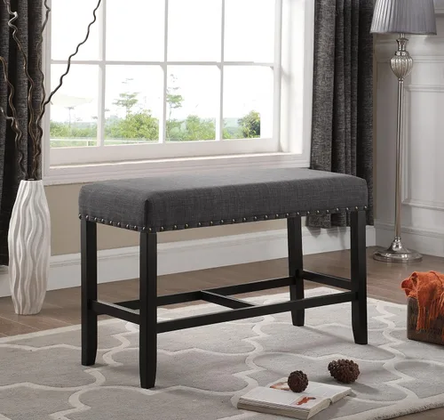 Miniatura 6 de Roundhill Furniture PB162BU Biony Banco de Comedor de Tela de Altura de Mostrador con Ribete de Tachuelas, Azul