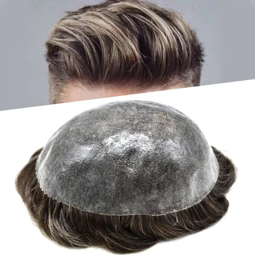 Miniatura 27 de Toupee Hair Piece For Men 100% Real Human Hair System Natural Looking Hairpieces For Men Hair Units Protesis Capilar Para Hombre 8''X10'' #610#6