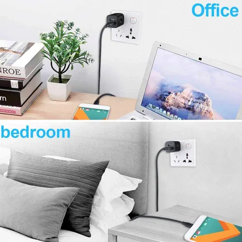 Miniatura 7 de Bloque de cargador de pared, 2.1A/5V de doble puerto USB, enchufe de pared para teléfono, adaptador USB de viaje, paquete de 3 cubos de cargador