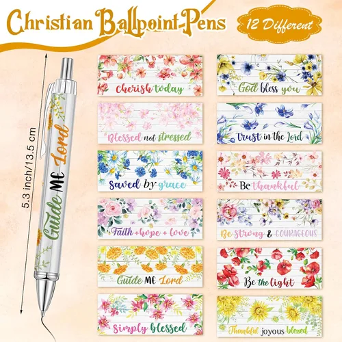 Miniatura 2 de 36 piezas de regalos cristianos para mujeres a granel, bolsas de maquillaje cristianas, llavero religioso, bolígrafos con versículos bíblicos, citas