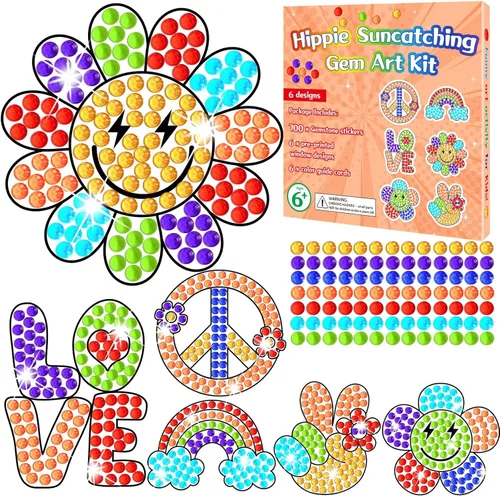 Miniatura 10 de Qyeahkj 6 piezas de manualidades del día de San Patricio, sombrero de trébol, gema de diamante, atrapasoles para niños, pintura de diamantes de San
