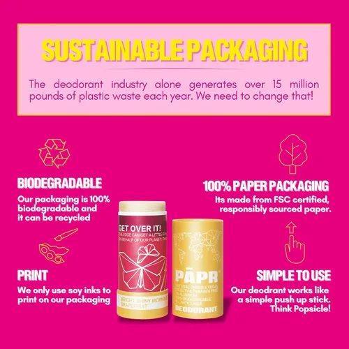 Miniatura 6 de PAPR-Desodorante natural en embalaje de papel sostenible sin residuos, desodorante vegano para hombres y mujeres, sin fragancia artificial, aluminio