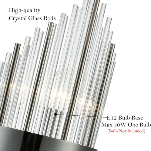 Miniatura 5 de SAMTEEN Moderno apliques de pared de cristal de 2 luces, juego de dos lámparas de pared de vidrio negro para baño, apliques de cristal de lujo
