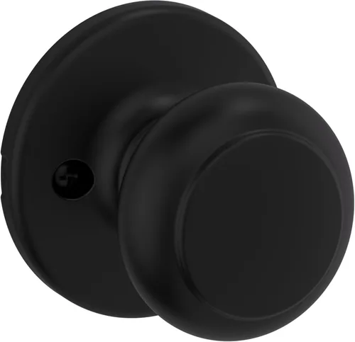 Kwikset Cove Pomo de Puerta Simulado, Manija de Un Solo Lado para Armarios, Puertas Dobles Francesas y Despensa, Pomo de Puerta Interior de Negro