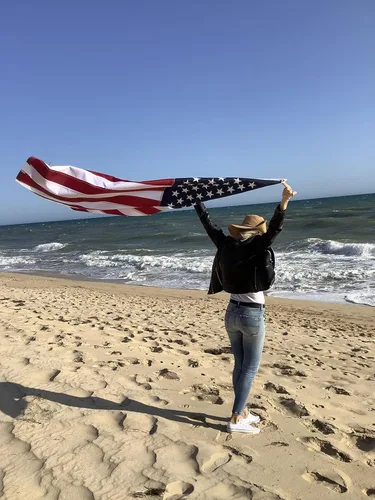 Miniatura 6 de Banderas estadounidenses para exteriores de 2 x 3 pies, bandera estadounidense para exteriores con estrellas bordadas y tiras cosidas, banderas
