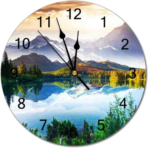 Miniatura 25 de Reloj de pared silencioso sin tictac de PVC, paisaje con hermosa puesta de sol en el campo C, funciona con pilas, 10 pulgadas (9.8 in), reloj