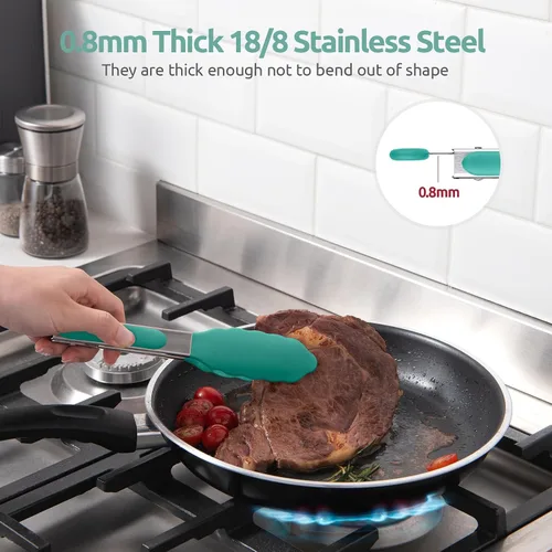 Miniatura 5 de Pinza de cocina resistente al calor de 600ºF: pinza de cocina de silicona U-Taste de 7 pulgadas con puntas de goma antiadherentes selladas firmes