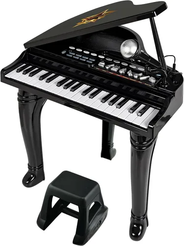 Winfun Juego de piano de cola sinfónico para niños a partir de 37 años, 37 teclas, 15 canciones de demostración, 8 instrumentos y ritmos, grabación