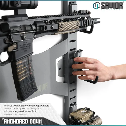 Miniatura 3 de Savior Equipment Sistema de rack de pared de acero resistente, paneles de pared de acero resistente, almacenamiento de montaje en pared, 5 o 10 Gris