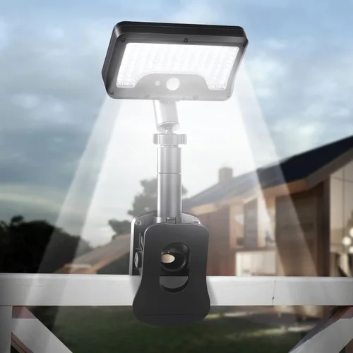 Miniatura 10 de Luces solares con clip para exteriores con sensor de movimiento, luces de valla solares ajustables verticalmente y giratorias en 360° con 92 LEDs