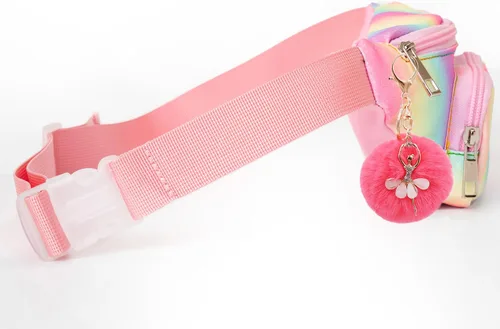 Miniatura 6 de Riñonera de moda brillante para niñas, con dos bolsillos, manos libres, ligera, con cinturón, para vacaciones, festivales, fiestas, viajes